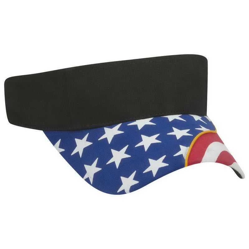 OTTO 81-398 US Flag with Yellow Ribbon Visor Superior Brushed Cotton Twill Solid Colors - Black - HIT a Double - 1