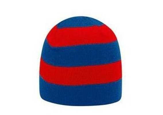 OTTO 82-1053 100% Acrylic Knit 8 1/2" Striped Beanie - Royal Red - HIT a Double - 1