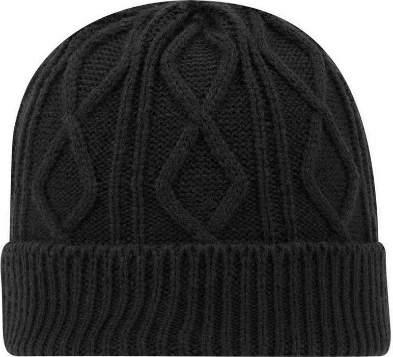 OTTO 82-1215 100% Acrylic Cable Knit Beanie - Black - HIT a Double - 1