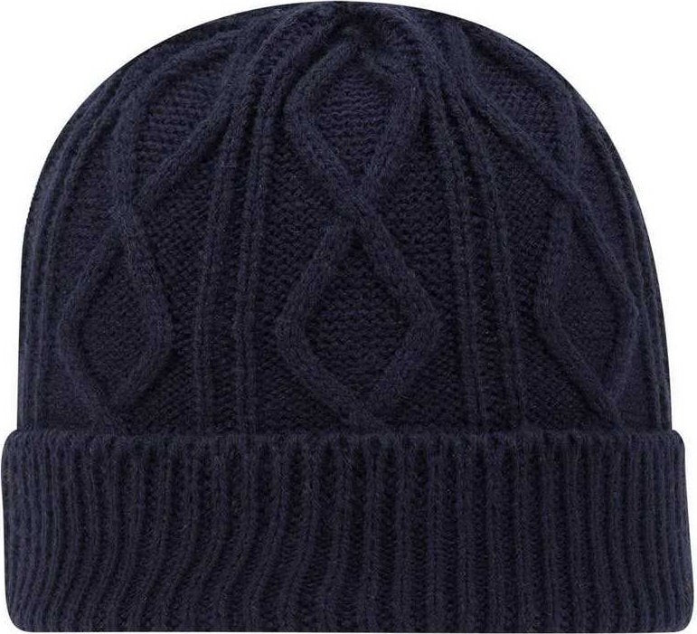 OTTO 82-1215 100% Acrylic Cable Knit Beanie - Navy - HIT a Double - 1