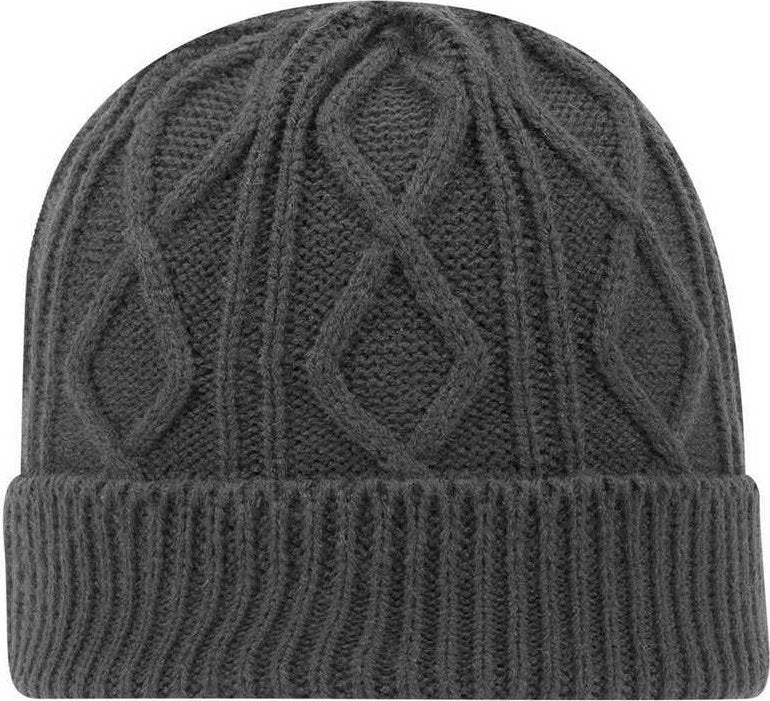 OTTO 82-1215 100% Acrylic Cable Knit Beanie - Charcoal Gray - HIT a Double - 1