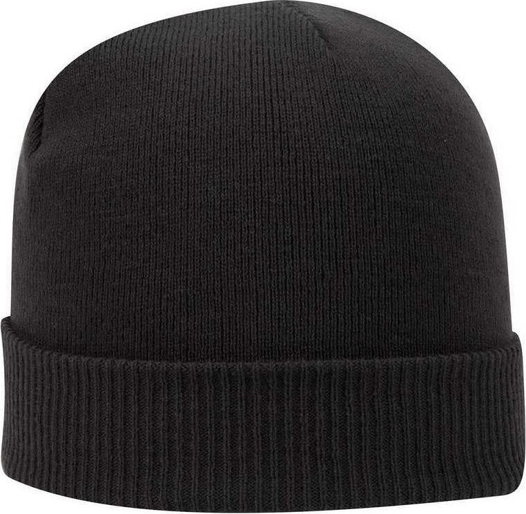 OTTO 82-1238 100% Acrylic Ribbed Cuff Knit Beanie - Black - HIT a Double - 1