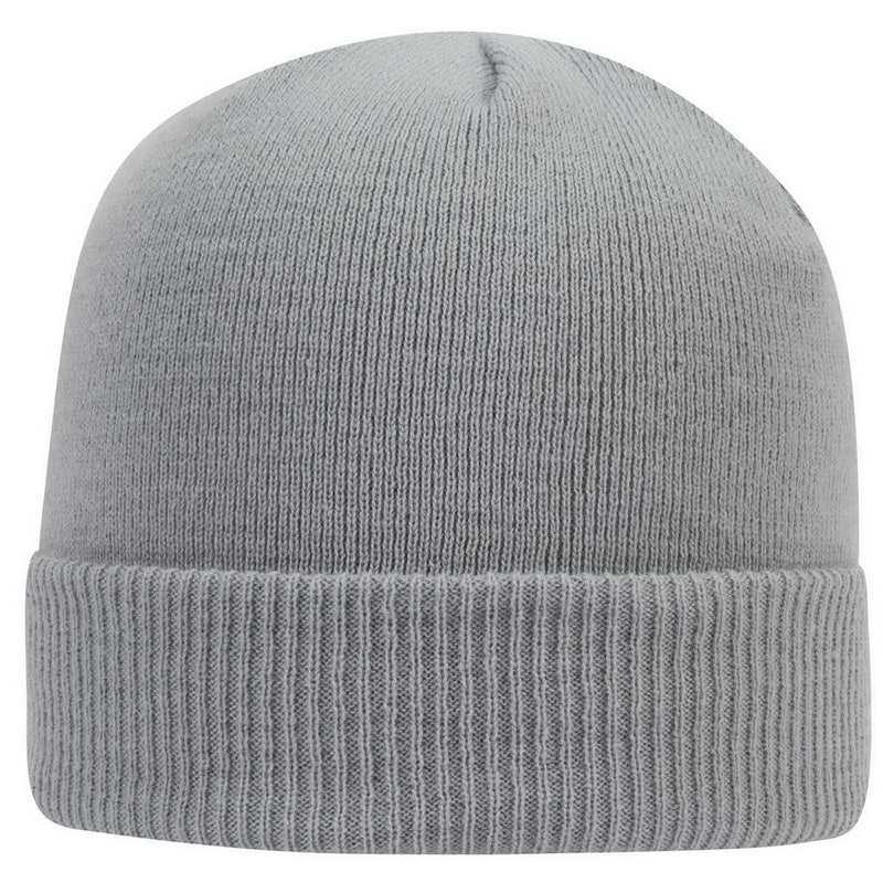 OTTO 82-1238 100% Acrylic Ribbed Cuff Knit Beanie - Gray - HIT a Double - 1