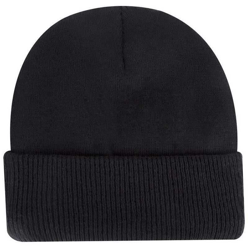 OTTO 82-1316 12 Classic Knit Beanie with Inside Fleece Lining Rib Knit Cuff - Black - HIT a Double - 1