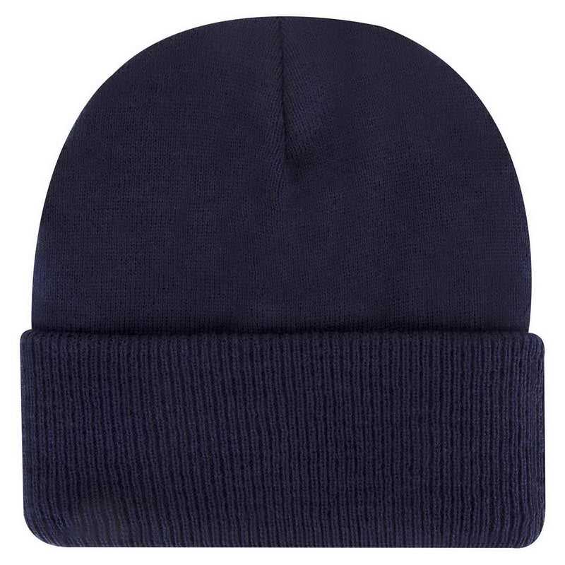 OTTO 82-1316 12 Classic Knit Beanie with Inside Fleece Lining Rib Knit Cuff - Navy - HIT a Double - 1