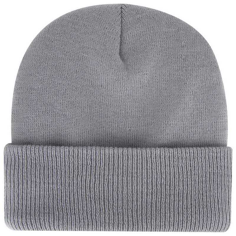 OTTO 82-1316 12 Classic Knit Beanie with Inside Fleece Lining Rib Knit Cuff - Gray - HIT a Double - 1