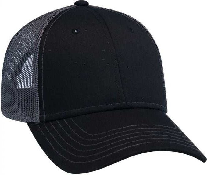 OTTO 83-1239 6 Panel Low Profile Mesh Back Trucker Hat - Black Black Charcoal - HIT a Double - 1