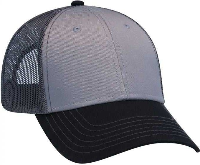 OTTO 83-1239 6 Panel Low Profile Mesh Back Trucker Hat - Black Gray Charcoal - HIT a Double - 1