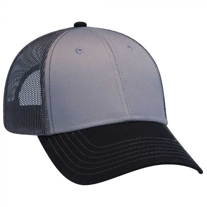 OTTO 83-1239 6 Panel Low Profile Mesh Back Trucker Hat - Black Gray Charcoal - HIT a Double - 1