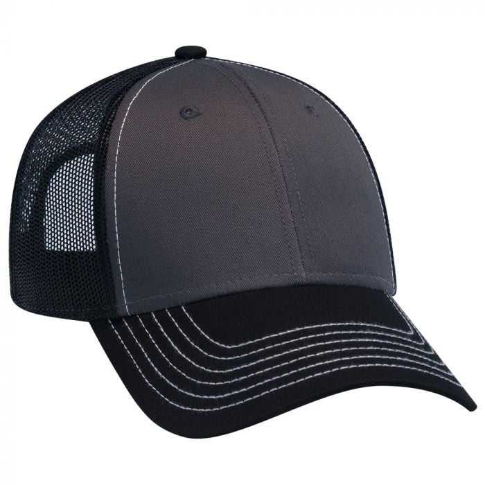 OTTO 83-1239 6 Panel Low Profile Mesh Back Trucker Hat - Black Charcoal Black - HIT a Double - 1