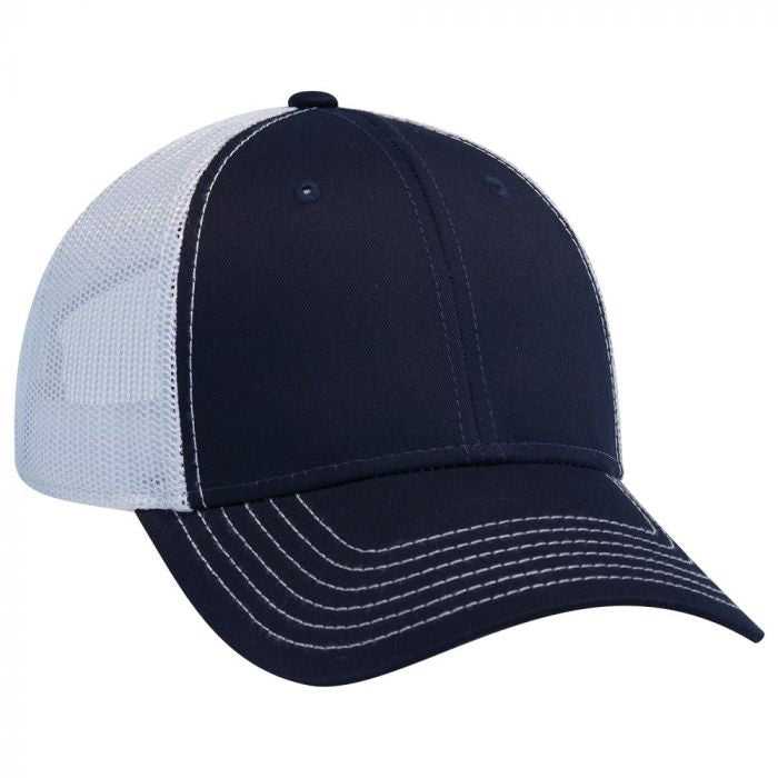 OTTO 83-1239 6 Panel Low Profile Mesh Back Trucker Hat - Navy Navy White - HIT a Double - 1