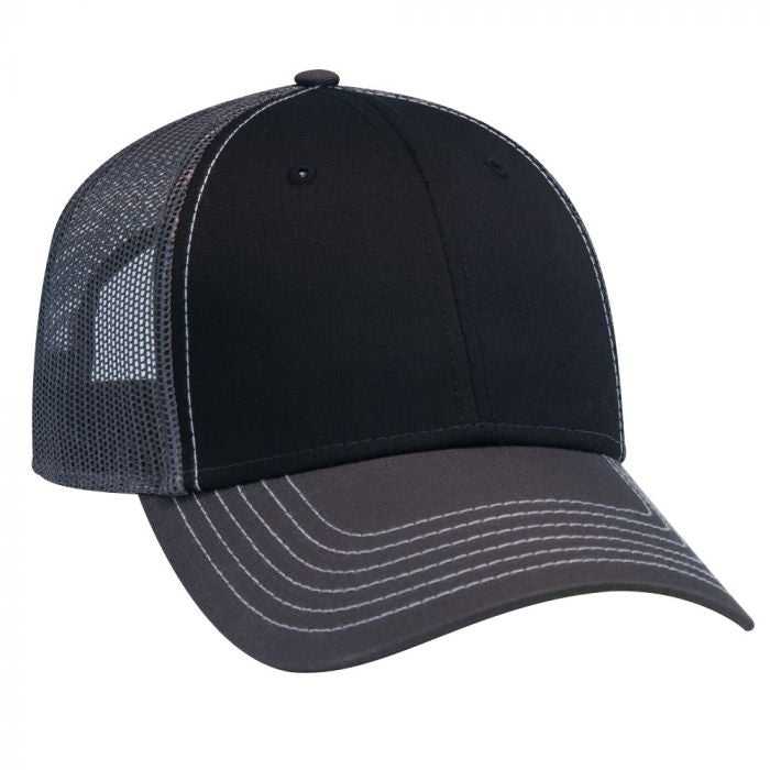 OTTO 83-1239 6 Panel Low Profile Mesh Back Trucker Hat - Charcoal Black Charcoal - HIT a Double - 1