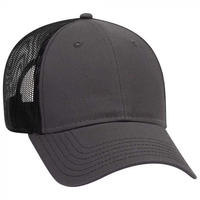 OTTO 83-1239 6 Panel Low Profile Mesh Back Trucker Hat - Charcoal Charcoal Black - HIT a Double - 1