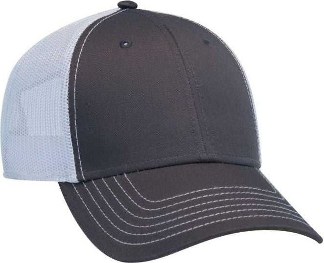 OTTO 83-1239 6 Panel Low Profile Mesh Back Trucker Hat - Charcoal Charcoal White - HIT a Double - 1