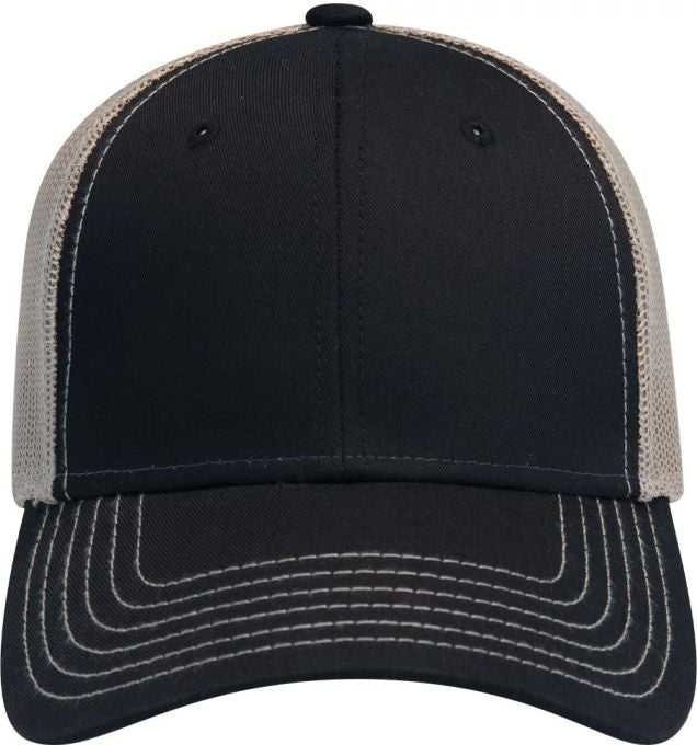 OTTO 83-1239 6 Panel Low Profile Mesh Back Trucker Hat - Black Black Khaki - HIT a Double - 2