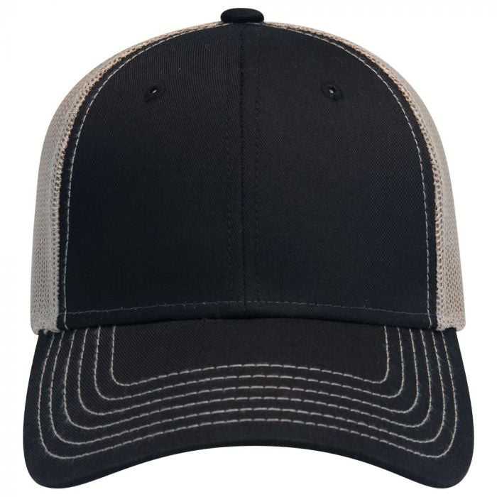 OTTO 83-1239 6 Panel Low Profile Mesh Back Trucker Hat - Black Black Khaki - HIT a Double - 1