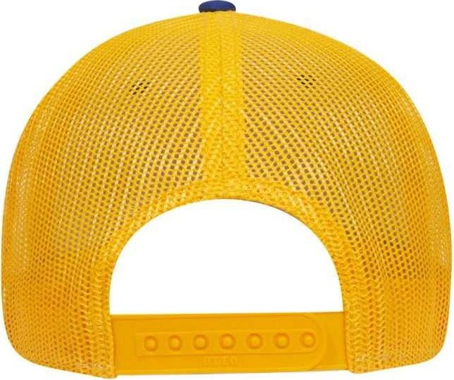 OTTO 83-1239 6 Panel Low Profile Mesh Back Trucker Hat - Royal Royal Gold - HIT a Double - 2