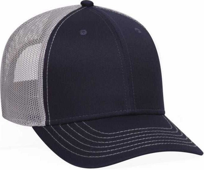 OTTO 83-1239 6 Panel Low Profile Mesh Back Trucker Hat - Navy Navy Gray - HIT a Double - 1