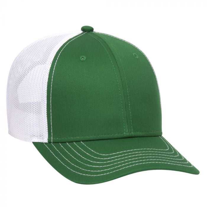 OTTO 83-1239 6 Panel Low Profile Mesh Back Trucker Hat - Kelly Kelly White - HIT a Double - 1