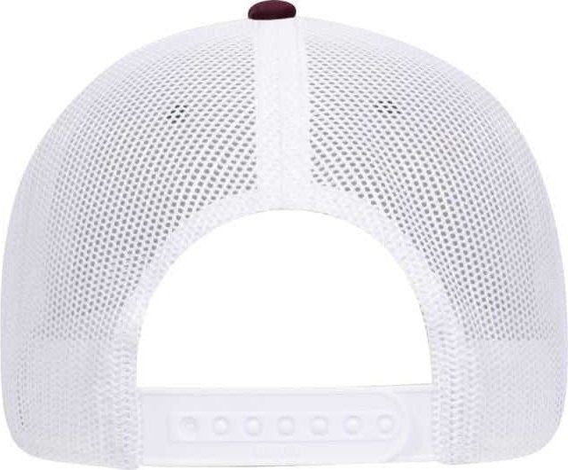 OTTO 83-1239 6 Panel Low Profile Mesh Back Trucker Hat - Maroon Maroon White - HIT a Double - 2