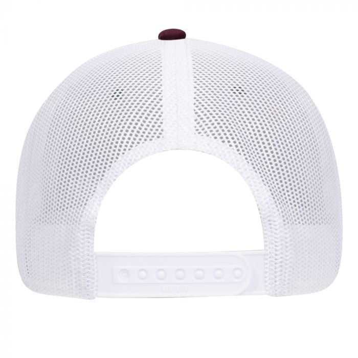 OTTO 83-1239 6 Panel Low Profile Mesh Back Trucker Hat - Maroon Maroon White - HIT a Double - 1