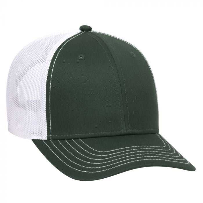 OTTO 83-1239 6 Panel Low Profile Mesh Back Trucker Hat - Dark Green Dark Green White - HIT a Double - 1