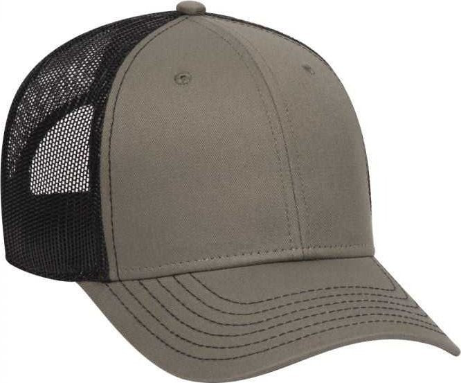 OTTO 83-1239 6 Panel Low Profile Mesh Back Trucker Hat - Olive Green Olive Green Black - HIT a Double - 1