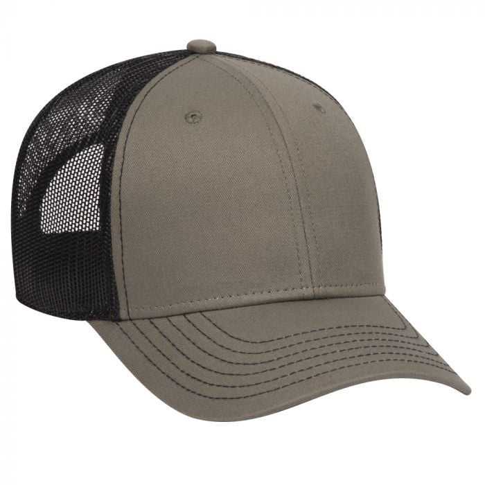 OTTO 83-1239 6 Panel Low Profile Mesh Back Trucker Hat - Olive Green Olive Green Black - HIT a Double - 1