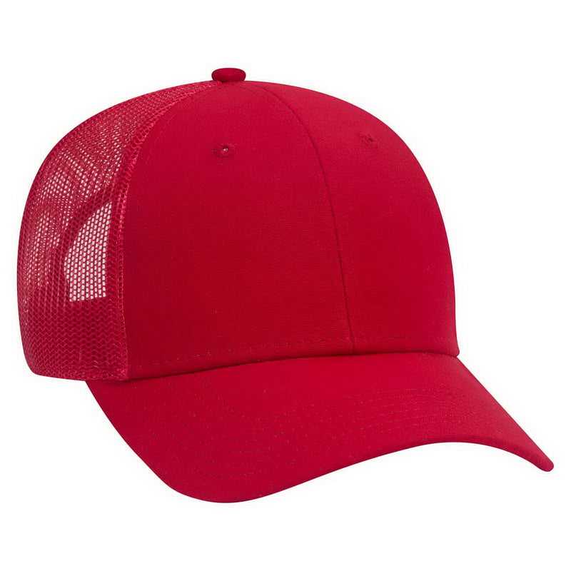 OTTO 83-1273 Cotton Canvas Mesh Back Low Profile Baseball Cap - Red - HIT a Double - 1