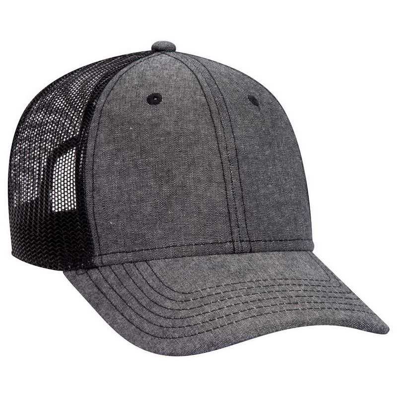 OTTO 83-1279 6 Panel Low Profile Mesh Back Trucker Hat - Black - HIT a Double - 1