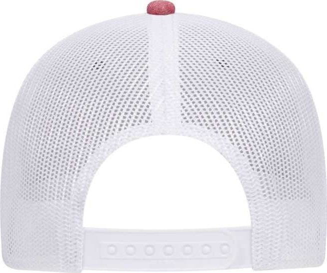 OTTO 83-1279 6 Panel Low Profile Mesh Back Trucker Hat - Red White - HIT a Double - 2