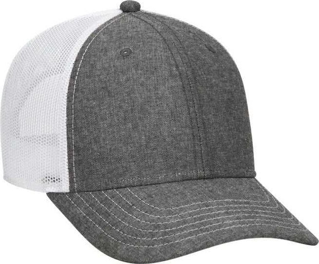 OTTO 83-1279 6 Panel Low Profile Mesh Back Trucker Hat - Black White - HIT a Double - 1