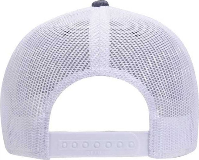 OTTO 83-1279 6 Panel Low Profile Mesh Back Trucker Hat - Navy White - HIT a Double - 2