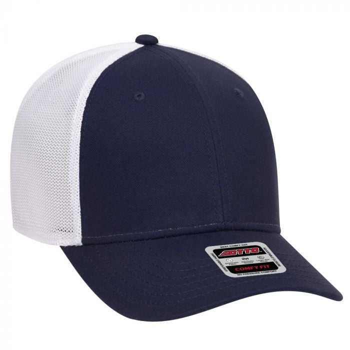 OTTO 83-1299 OTTO COMFY FIT 6 Panel Low Profile Mesh Back Baseball Cap - Navy Navy White - HIT a Double - 1