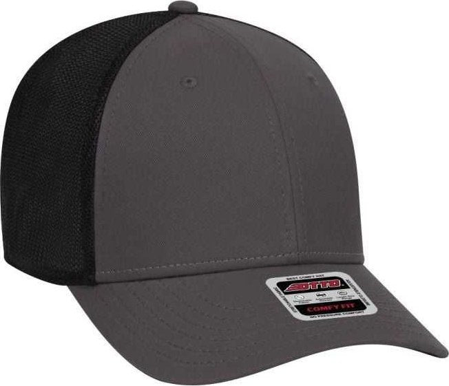 OTTO 83-1279 6 Panel Low Profile Mesh Back Trucker Hat - Charcoal Charcoal Black - HIT a Double - 1