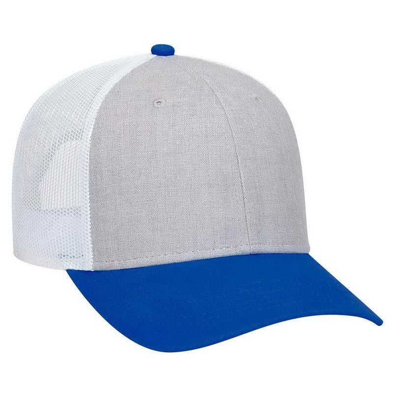 OTTO 83-1300 6 Panel Low Profile Mesh Back Trucker Hat - Royal Heather Gray White - HIT a Double - 1