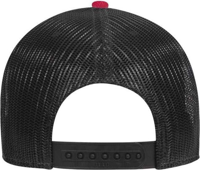 OTTO 83-1300 6 Panel Low Profile Mesh Back Trucker Hat - Red Heather Gray Black - HIT a Double - 2
