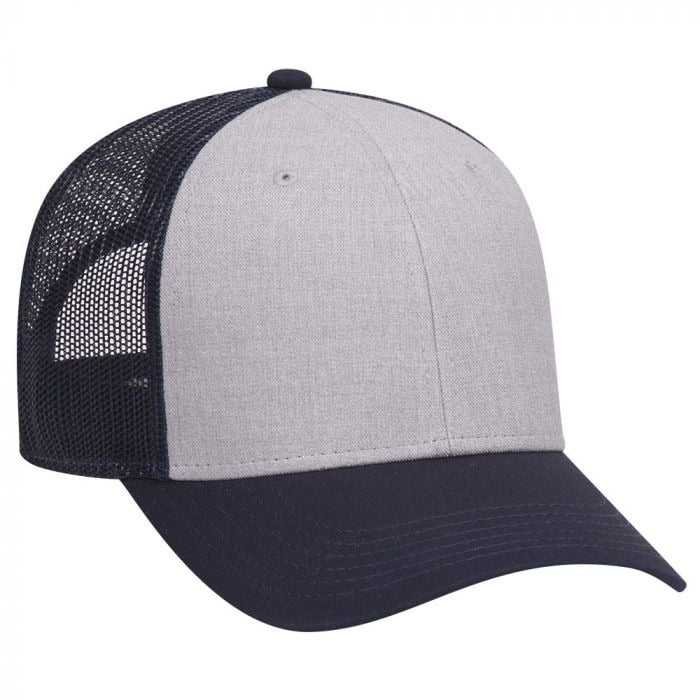 OTTO 83-1300 6 Panel Low Profile Mesh Back Trucker Hat - Navy Heather Gray Navy - HIT a Double - 1