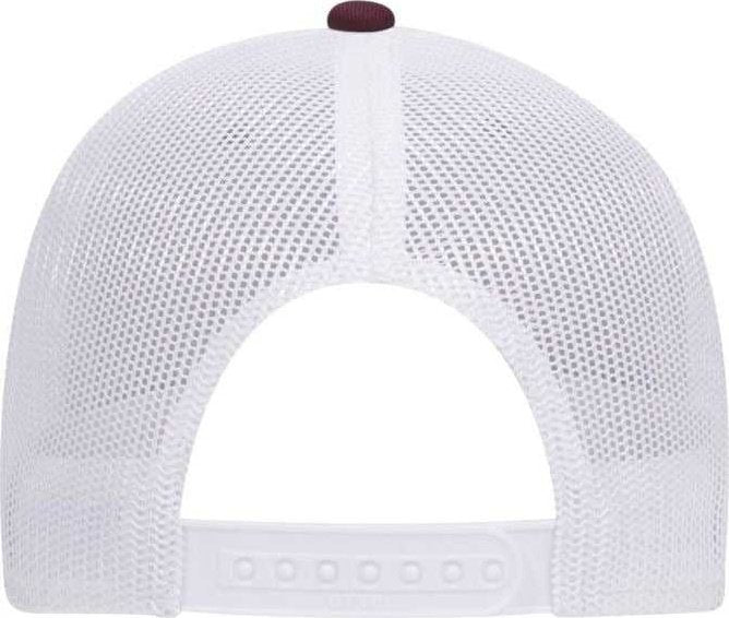 OTTO 83-1300 6 Panel Low Profile Mesh Back Trucker Hat - Maroon Heather Gray White - HIT a Double - 2