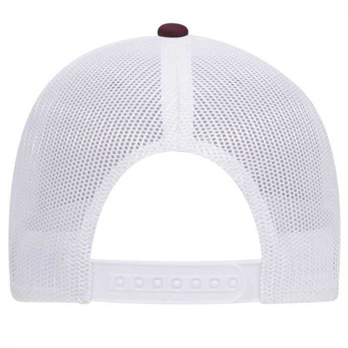 OTTO 83-1300 6 Panel Low Profile Mesh Back Trucker Hat - Maroon Heather Gray White - HIT a Double - 1