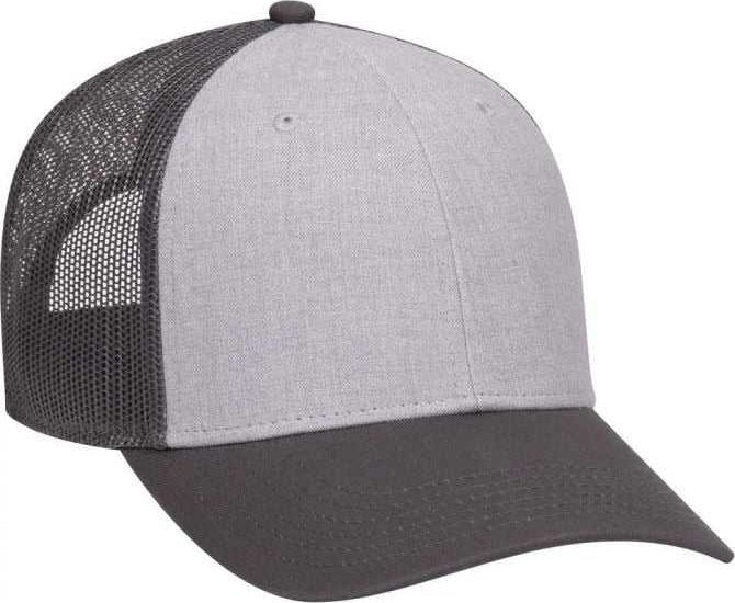 OTTO 83-1300 6 Panel Low Profile Mesh Back Trucker Hat - CharcoalGray Heather Gray CharcoalGray - HIT a Double - 1