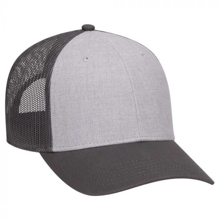 OTTO 83-1300 6 Panel Low Profile Mesh Back Trucker Hat - CharcoalGray Heather Gray CharcoalGray - HIT a Double - 1