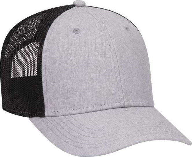 OTTO 83-1300 6 Panel Low Profile Mesh Back Trucker Hat - Heather Gray Heather Gray Black - HIT a Double - 1
