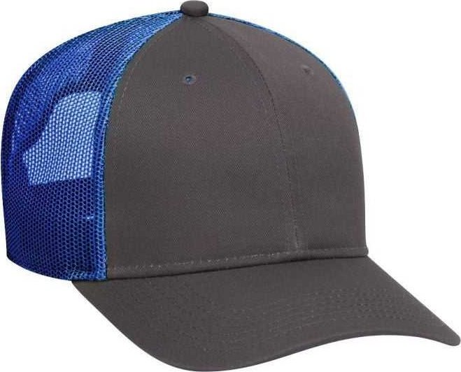 OTTO 83-473 Cotton Twill Low Profile Pro Style Mesh Back Cap with 6 Embroidered Eyelets - Charcoal Charcoal Royal - HIT a Double - 1