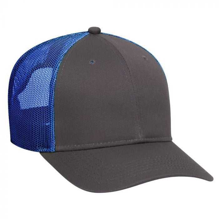 OTTO 83-473 Cotton Twill Low Profile Pro Style Mesh Back Cap with 6 Embroidered Eyelets - Charcoal Charcoal Royal - HIT a Double - 1
