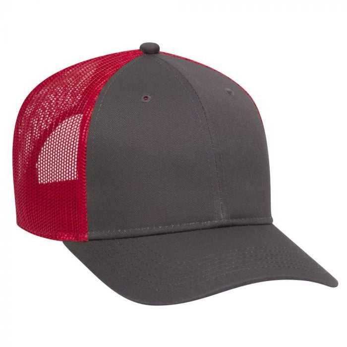 OTTO 83-473 Cotton Twill Low Profile Pro Style Mesh Back Cap with 6 Embroidered Eyelets - Charcoal Charcoal Red - HIT a Double - 1