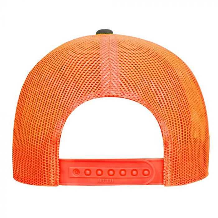 OTTO 83-473 Cotton Twill Low Profile Pro Style Mesh Back Cap with 6 Embroidered Eyelets - Charcoal Charcoal Neon Orange - HIT a Double - 1