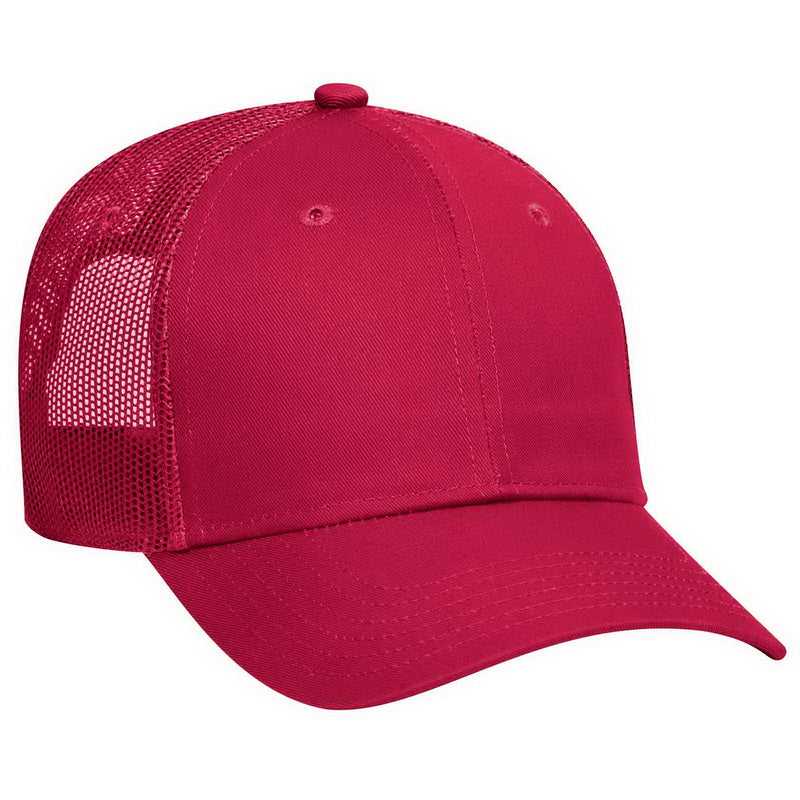 OTTO 83-473 Cotton Twill Low Profile Pro Style Mesh Back Cap with 6 Embroidered Eyelets - Red - HIT a Double - 1