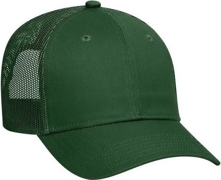 OTTO 83-473 Cotton Twill Low Profile Pro Style Mesh Back Cap with 6 Embroidered Eyelets - Dark Green - HIT a Double - 1