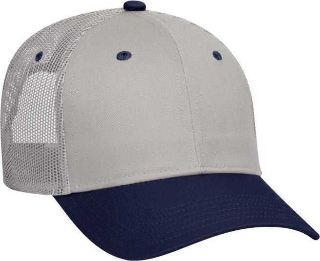 OTTO 83-473 Cotton Twill Low Profile Pro Style Mesh Back Cap with 6 Embroidered Eyelets - Navy Gray - HIT a Double - 1